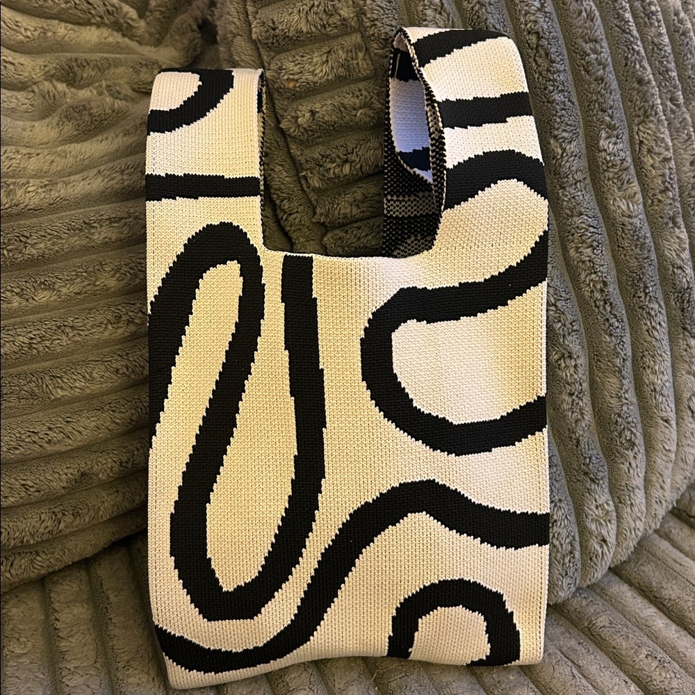 Knitted Lively Abstract Hand Bag Thick Strong Poly Fabric Wristlet NWOT Handbag - Picture 5 of 12